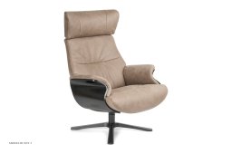 Afterwork 2 med regulerbar nakkest�tte l�nestol, Eg sortbejdset, Quattro drejefod sort aluminium, L�der | Grizzly Salvia 64 | Conform