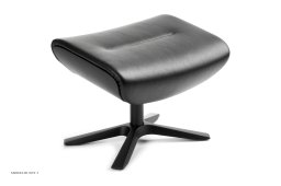 Afterwork fodskammel, Eg sortbejdset, X-fod sort aluminium, L�der | Sorrento Black 89 | Conform