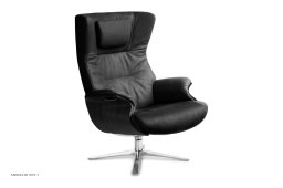 Afterwork l�nestol, Eg sortbejdset, Quattro drejefod aluminium, L�der | Fantasy Black 89 | Conform