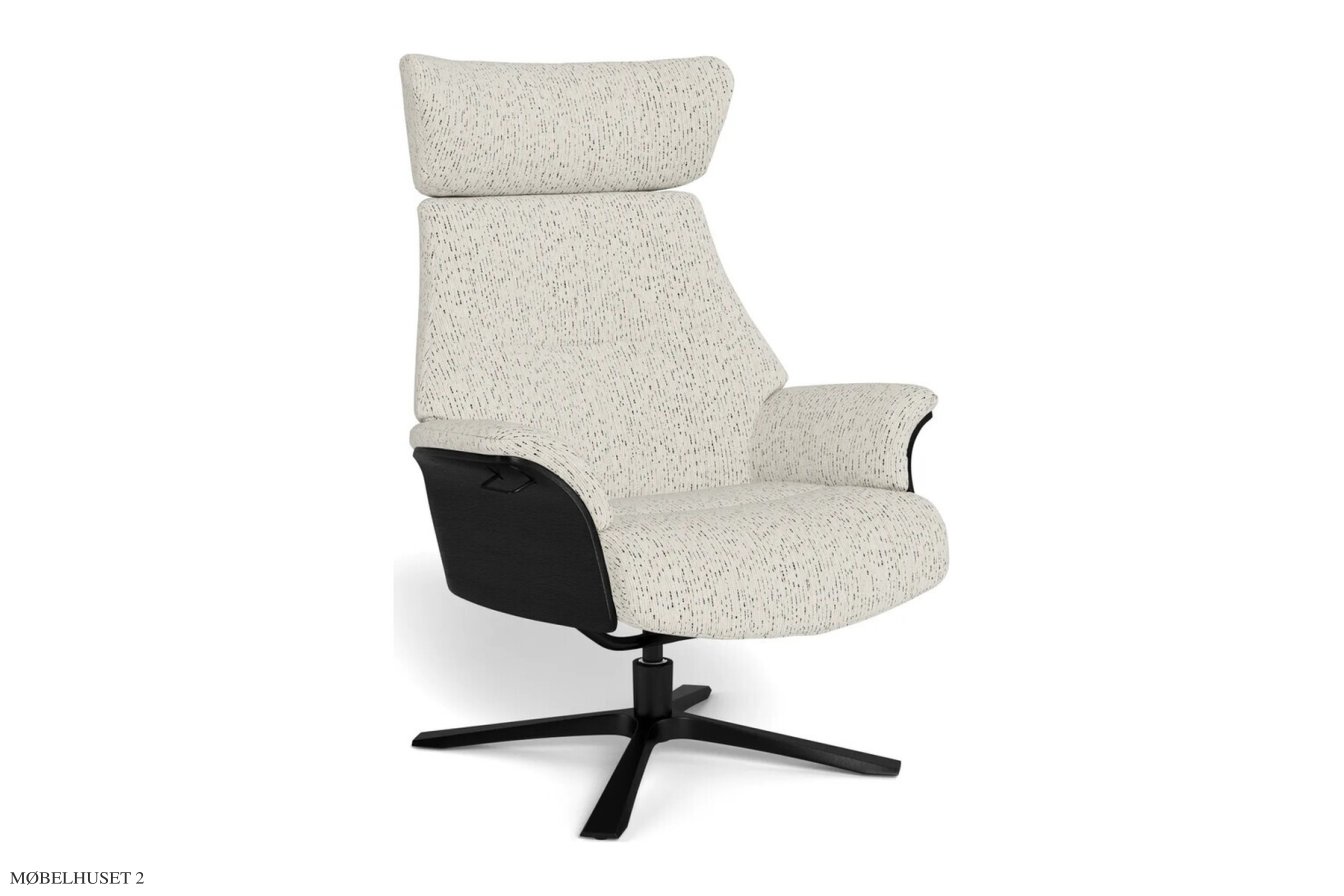 Air l�nestol, Eg sortbejdset, Quattro drejefod sort aluminium, Stof | Peri Cream 03 | Conform