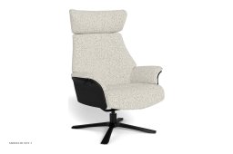 Air l�nestol, Eg sortbejdset, Quattro drejefod sort aluminium, Stof | Peri Cream 03 | Conform