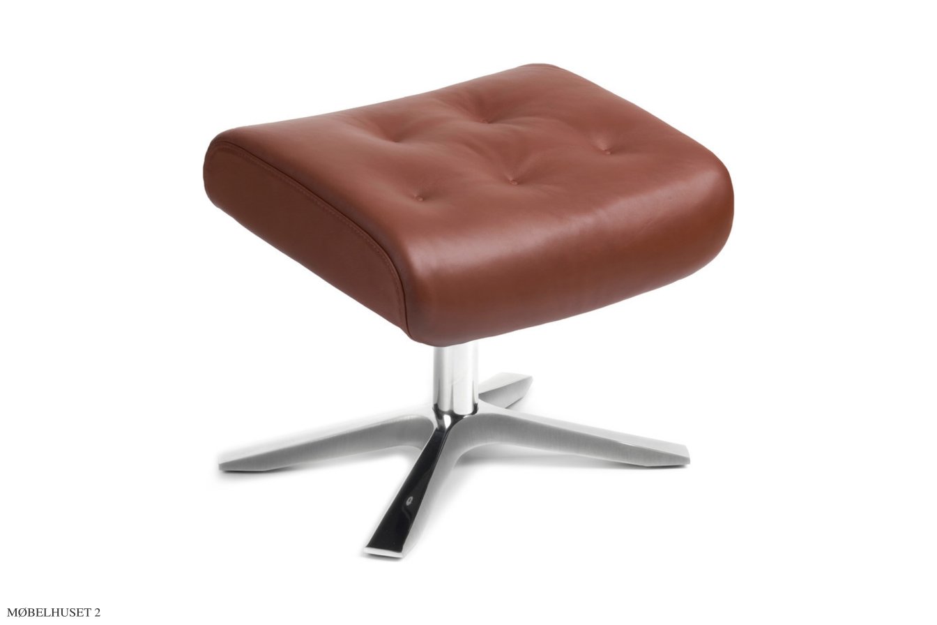 Air med indtr�kninger fodskammel, Helpolstret, Quattro x-fod aluminium, L�der | Western Cognac 64 | Conform