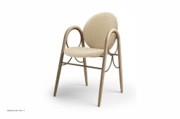 Arkade Chair, Eiche wei� ge�lt, Stoff | Cream (Kvadrat Moss), Messinggestell | Brdr. Kr�ger