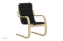 Armchair 406 Sessel, Birke/schwarz Gurtband | Artek