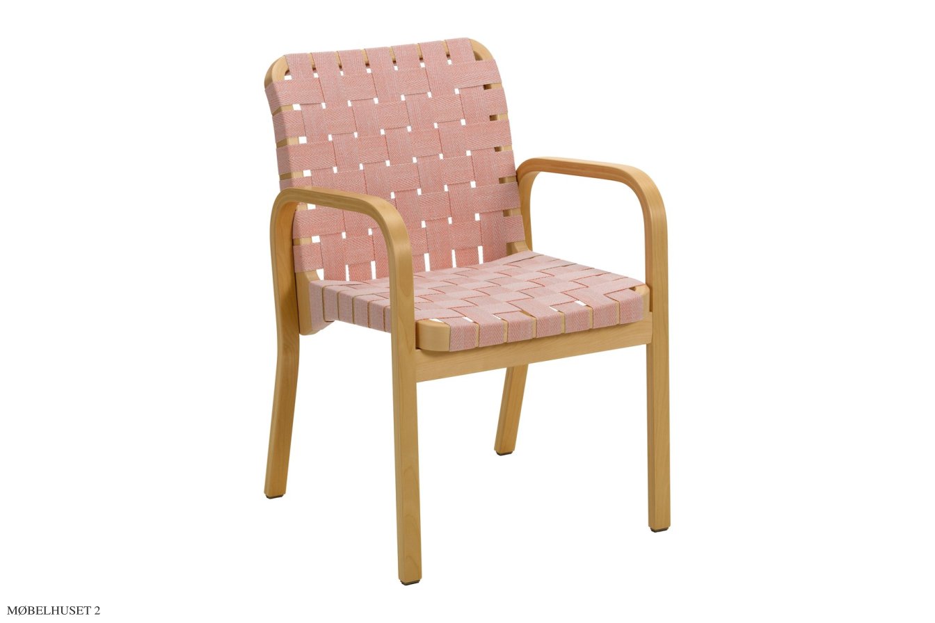 Armchair 45 armstol, Birk Honey bejdse | Flet, natural-red | Artek