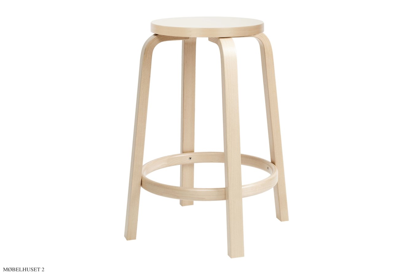 Bar Stool 64 | Farbe, Birke/wei�es HPL, �52 x H65 cm | Artek