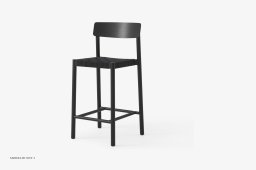 Betty TK12 & TK13 Thekenstuhl, TK12 - geflochtener Sitz, Esche schwarz lackiert, Schwarzes Leinen | &Tradition