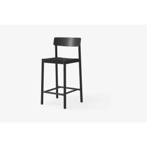 Betty TK12 & TK13 Thekenstuhl, TK12 - geflochtener Sitz, Esche schwarz lackiert, Schwarzes Leinen | &Tradition
