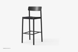 Betty TK15 & TK16 Barstuhl, TK15 - geflochtener Sitz, Esche schwarz lackiert, Schwarzes Leinen | &Tradition