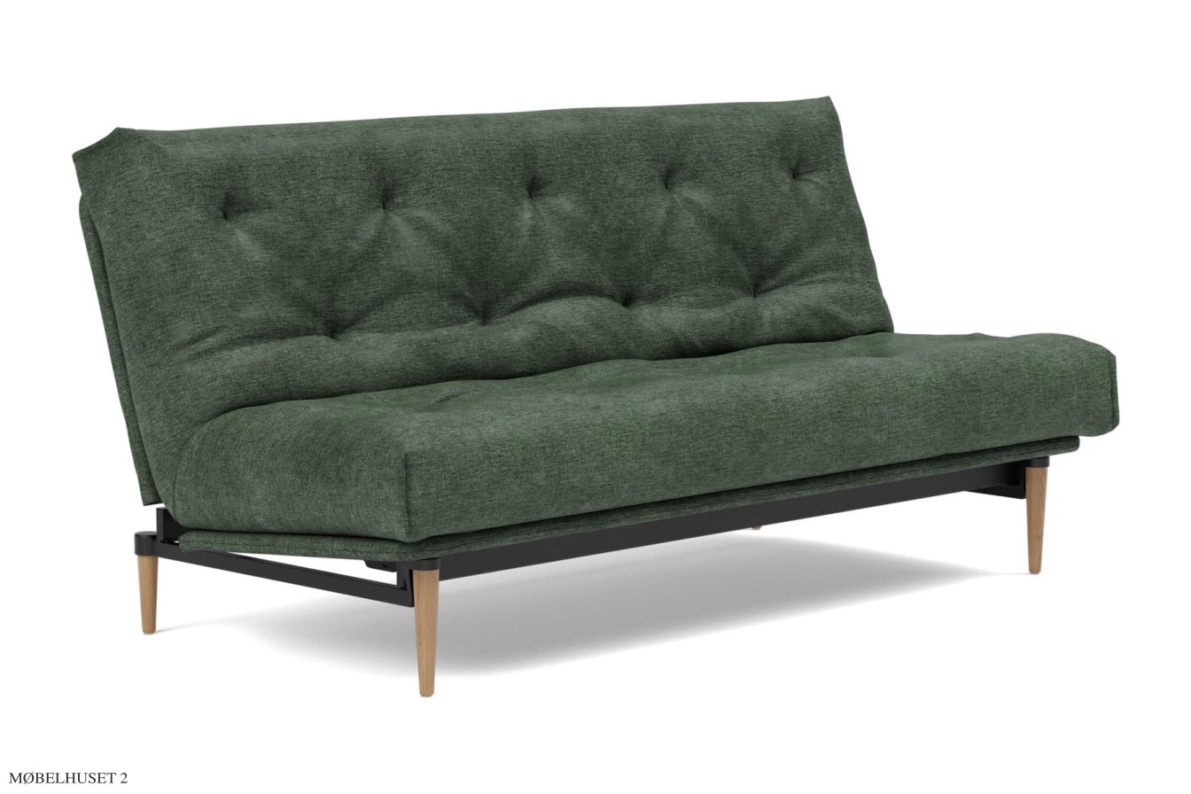 Colpus Schlafsofa, Helle Eiche / schwarzes Metall, Avella Pine Green 281 | Innovation Living