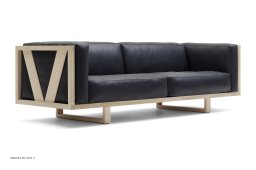 Frame Sofa, 3-Sitzer Standardleder schwarz, Eiche geseift | Bernstorffsminde