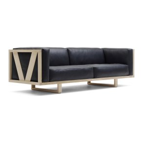 Frame Sofa, 3-Sitzer Standardleder schwarz, Eiche geseift | Bernstorffsminde