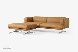 Inland AV32 Bank, Poliertes Aluminium, Noble Anilinleder Cognac | &Tradition