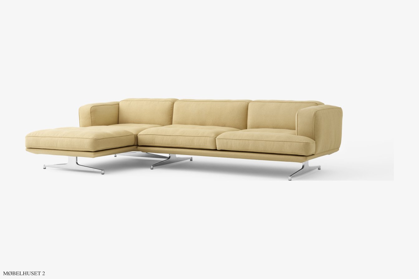 Inland AV42 Sofa, Poliertes Aluminium, Acca 231 | &Tradition
