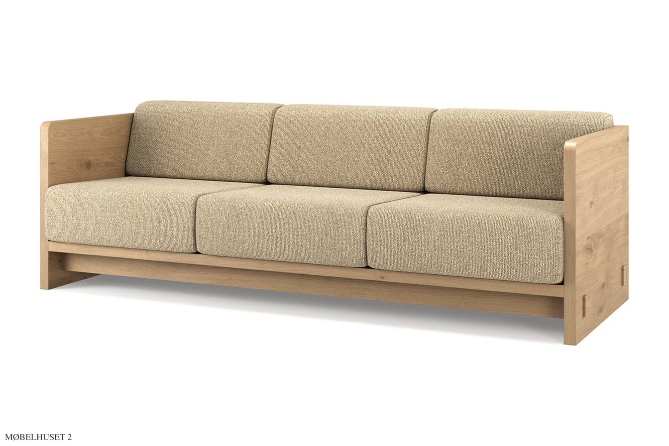 KARM Sofa, 3-Sitzer, Eiche ge�lt, Stoff | Cream (Kvadrat Moss) | Brdr. Kr�ger