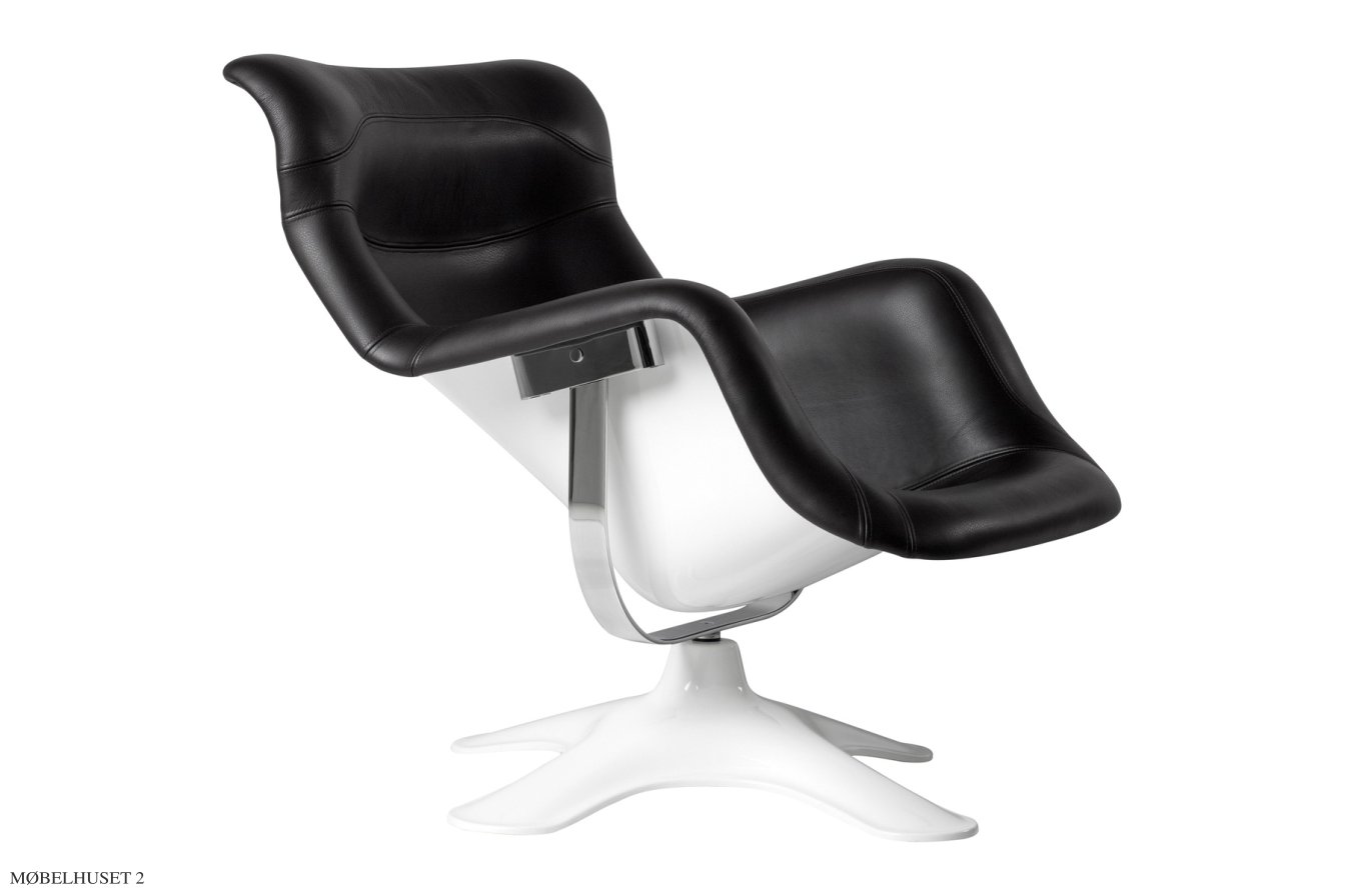 Karuselli Lounge Chair Sessel, Wei� Schale/schwarz Prestige Leder | Artek
