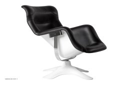 Karuselli Lounge Chair Sessel, Wei� Schale/schwarz Prestige Leder | Artek