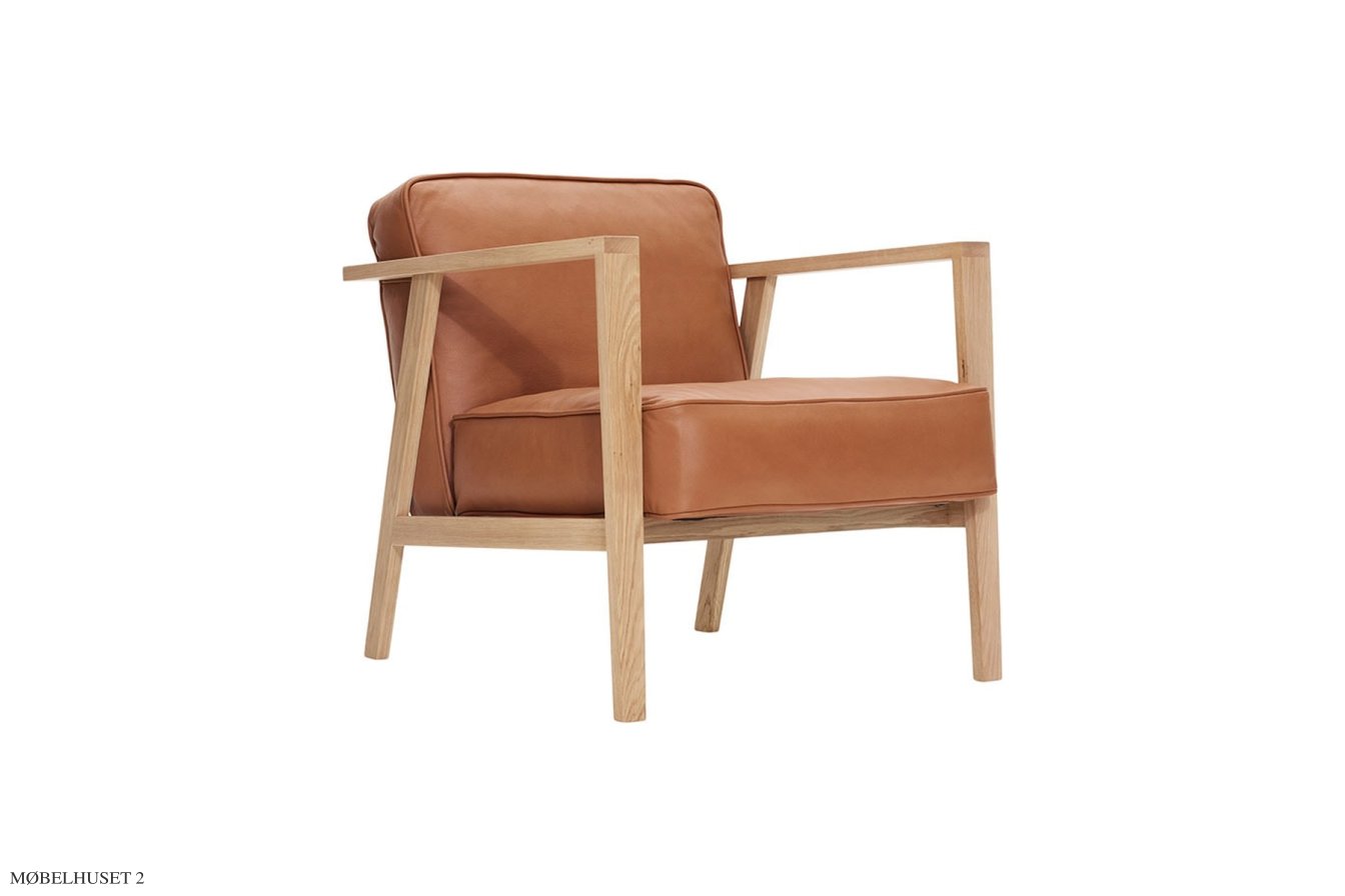 LC1 Loungestol, Eiche wei� pigmentiert matt lackiert, Leder cognac | Andersen Furniture