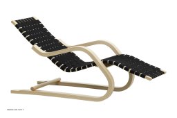 Lounge Chair 43 Chaiselongue, Birke/schwarz Gurtband | Artek