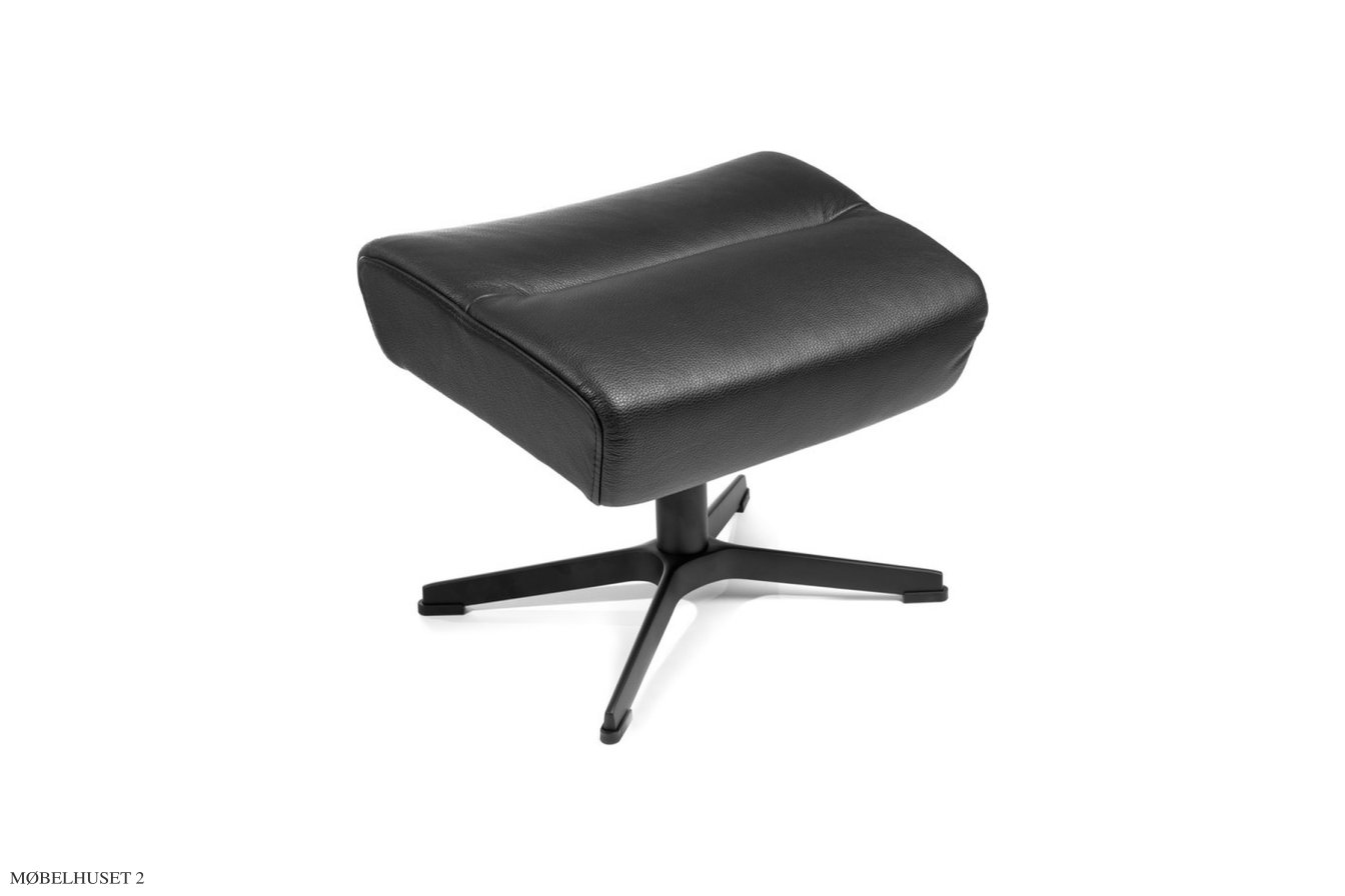 Myplace fodskammel, X-fod sort aluminium, L�der | Fantasy Black 89 | Conform