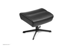 Myplace fodskammel, X-fod sort aluminium, L�der | Fantasy Black 89 | Conform