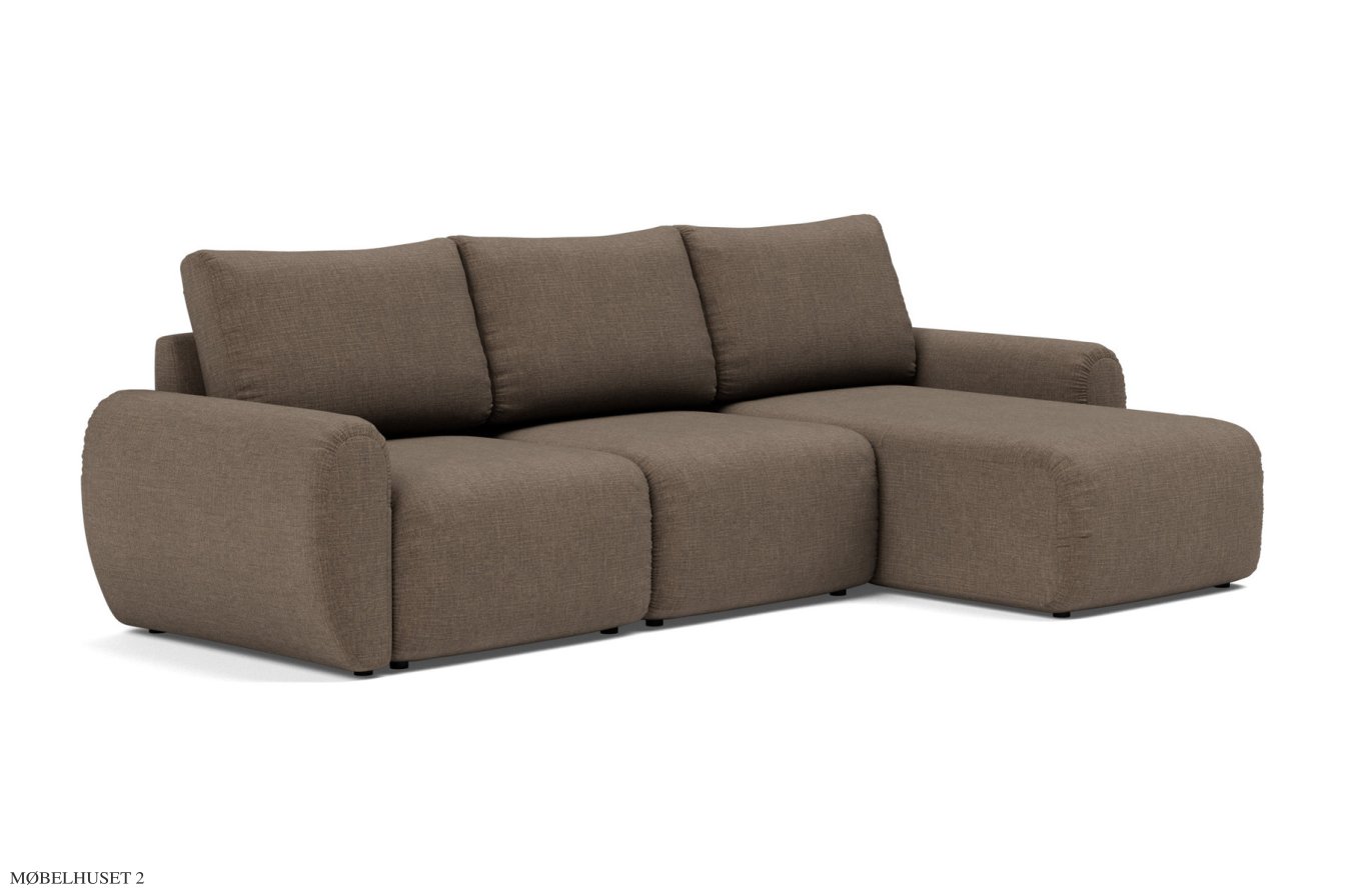 Norum Schlafsofa mit Chaiselongue, Curve-Armlehnen, Esina Cedar Brown 411 | Innovation Living