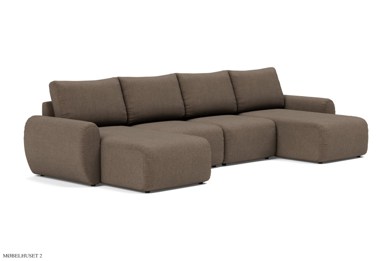 Norum U-Schlafsofa, Curve-Armlehnen, Esina Cedar Brown 411 | Innovation Living