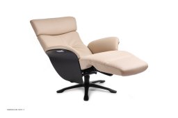 Nova recliner l�nestol, Eg sortbejdset, Drejefod sort aluminium, L�der | Dinara Sand 60 | Conform