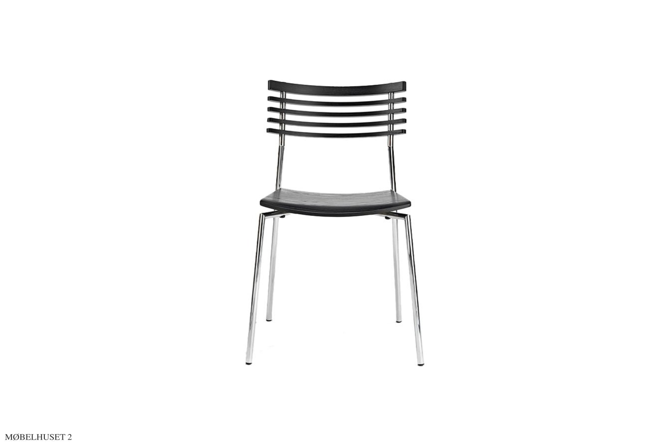 Rail Stol, Esche schwarz matt lackiert, Chrom | Andersen Furniture