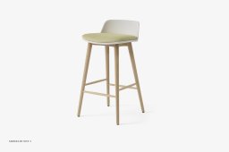 Rely HW119 Thekenhocker mit Kunststoffschale und Sitzkissen, Eiche lackiert, White, Fuse 0421 | &Tradition