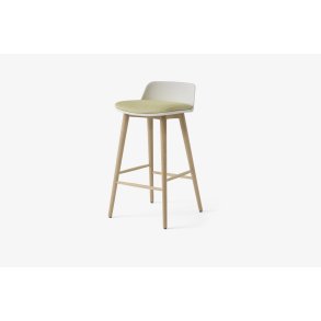 Rely HW119 Thekenhocker mit Kunststoffschale und Sitzkissen, Eiche lackiert, White, Fuse 0421 | &Tradition