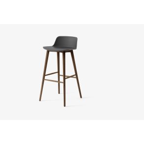 Rely HW123 Thekenhocker mit Kunststoffschale, Walnuss lackiert, Stone Grey | &Tradition