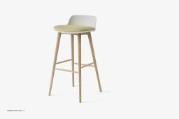 Rely HW124 Thekenhocker mit Kunststoffschale und Sitzkissen, Eiche lackiert, White, Fuse 0421 | &Tradition