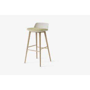 Rely HW124 Thekenhocker mit Kunststoffschale und Sitzkissen, Eiche lackiert, White, Fuse 0421 | &Tradition