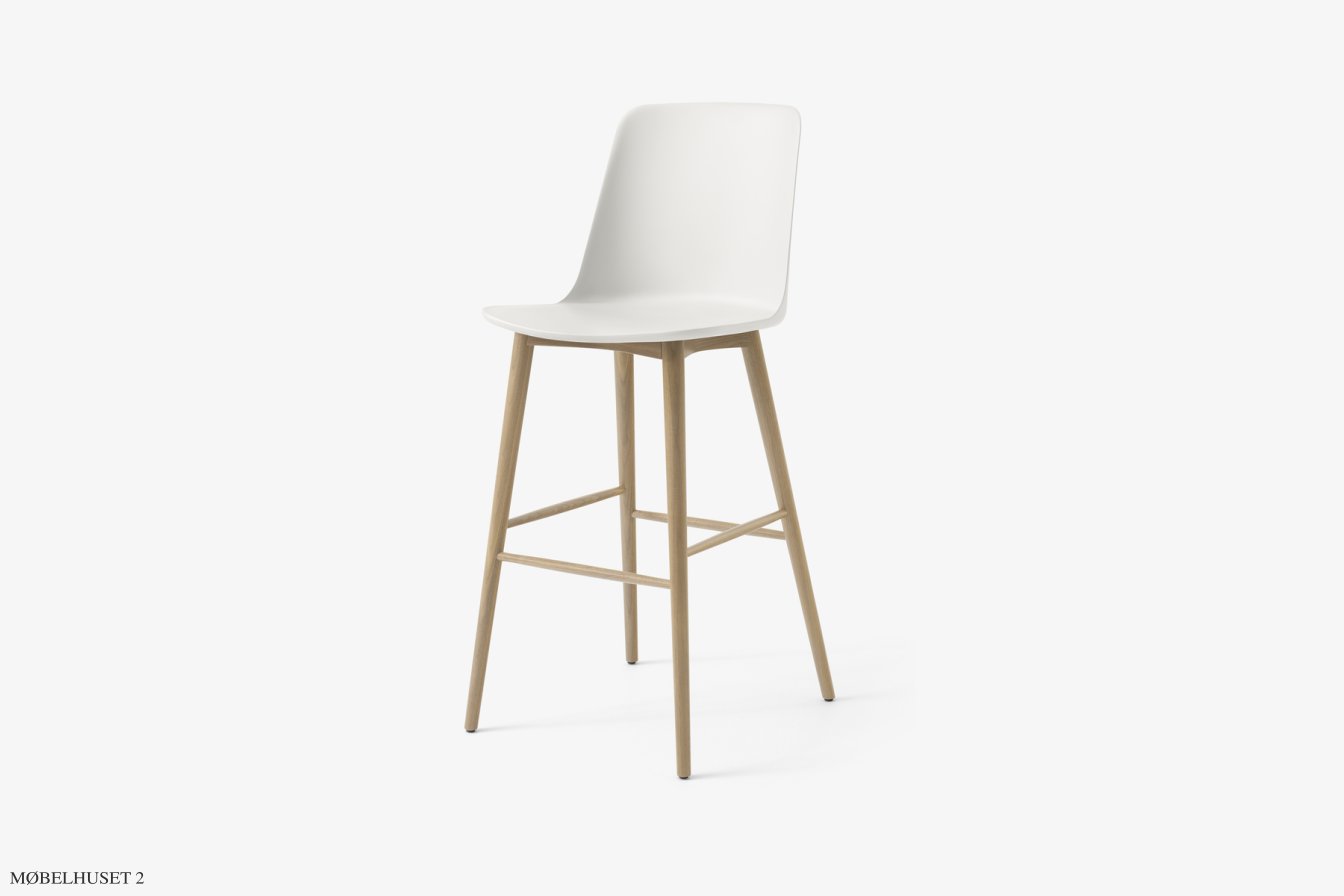 Rely HW133 Thekenhocker mit Kunststoffschale, Eiche lackiert, White | &Tradition