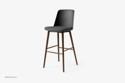 Rely HW134 Thekenhocker mit Kunststoffschale und Sitzkissen, Walnuss lackiert, Black, Re-Wool 198 | &Tradition