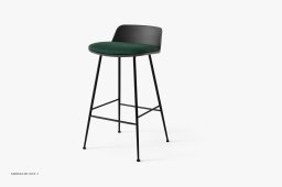 Rely HW82 Thekenhocker mit Kunststoffschale und Sitzkissen, Schwarz, Black, Fuse 0981 | &Tradition