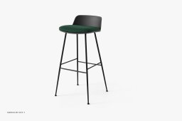 Rely HW87 Thekenhocker mit Kunststoffschale und Sitzkissen, Schwarz, Black, Fuse 0981 | &Tradition