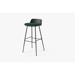 Rely HW87 Thekenhocker mit Kunststoffschale und Sitzkissen, Schwarz, Black, Fuse 0981 | &Tradition