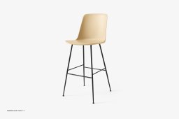 Rely HW96 Thekenhocker mit Kunststoffschale, Schwarz, Beige Sand | &Tradition