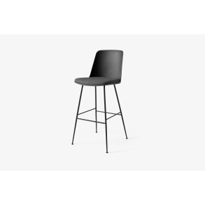 Rely HW97 Thekenhocker mit Kunststoffschale und Sitzkissen, Schwarz, Black, Re-Wool 198 | &Tradition