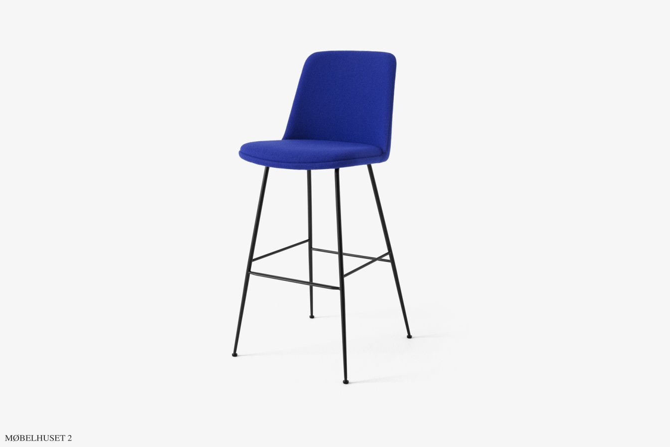Rely HW99 Thekenhocker gepolstert mit Sitzkissen, Schwarz, Hallingdal 773 | &Tradition