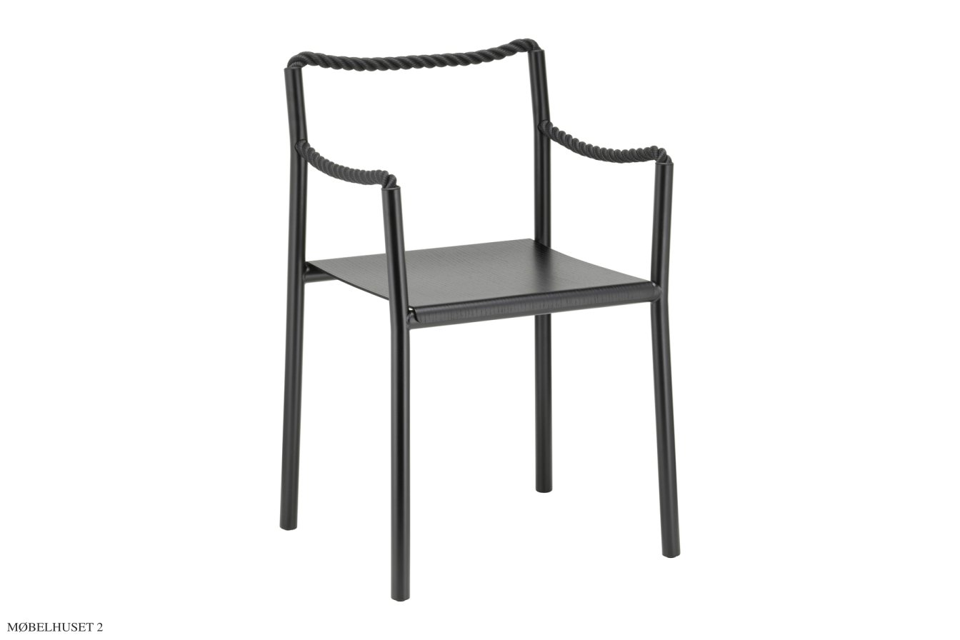 Rope Chair Armlehnstuhl, Schwarz/schwarz reb | Artek