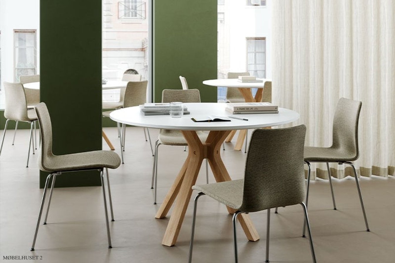 Space Bord rundt, �120 cm, Wei�es Laminat, Eiche wei� pigmentiert matt lackiert | Andersen Furniture