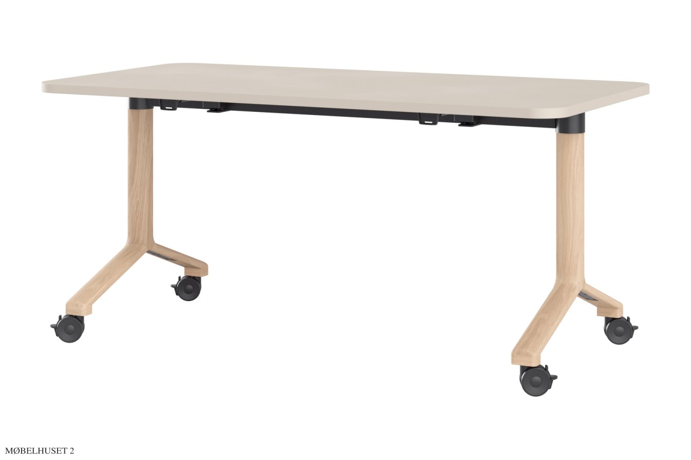 Space Flip Bord, 160 x 80 cm, Linoleum Mushroom, Eiche wei� pigmentiert matt lackiert | Andersen Furniture