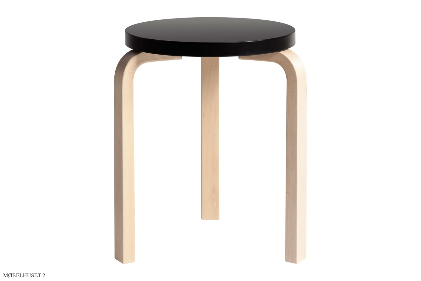 Stool 60 | Farve, Birk/sort lakeret | Artek