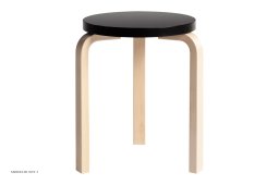 Stool 60 | Farve, Birk/sort lakeret | Artek