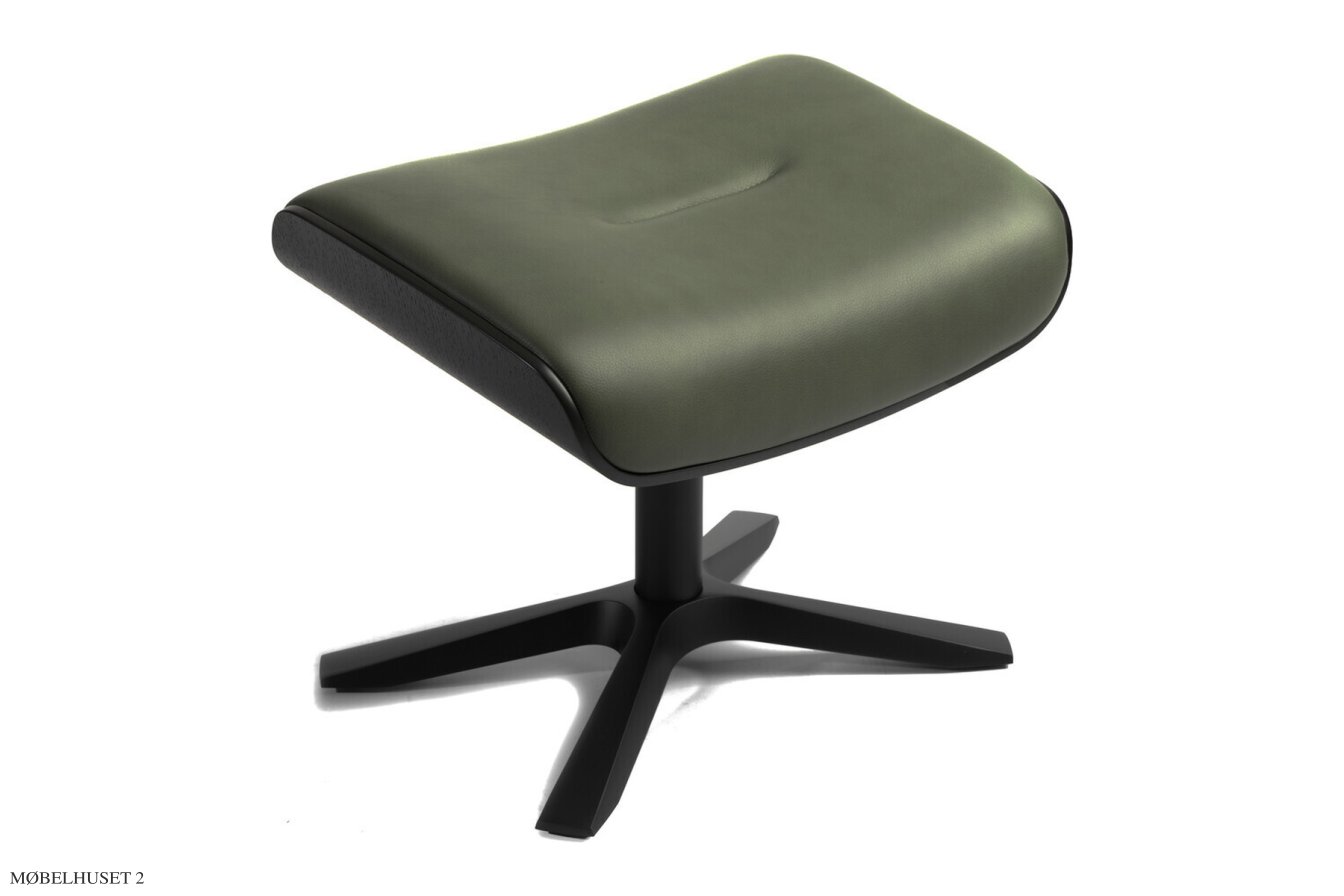 Timeout Large fodskammel, Eg sortbejdset, Quattro x-fod sort aluminium, L�der | Bolzano Sea grass 21 | Conform