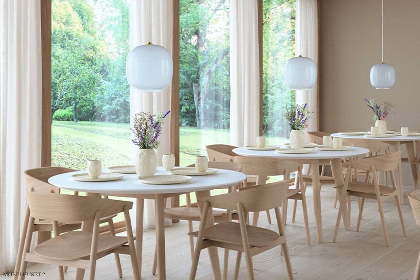 AD1 Bord, �120 cm, Wei�es Laminat, Eiche wei� pigmentiert matt lackiert | Andersen Furniture