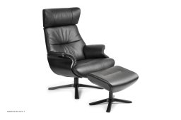 Afterwork 2 med regulerbar nakkest�tte l�nestol, Eg sortbejdset, Drejefod sort aluminium, L�der | Sorrento Black 89 | Conform